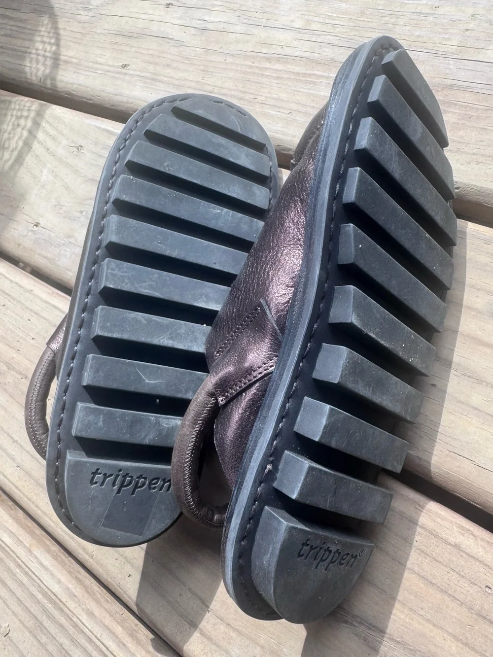TRIPPEN Density Sandal Metallic Purple Bronze Leather 38 7.5